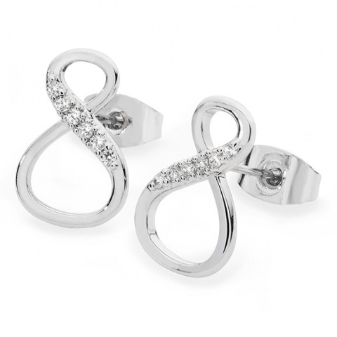 Tipperary Crystal 8 Shape Infinity Stud Earrings Silver
