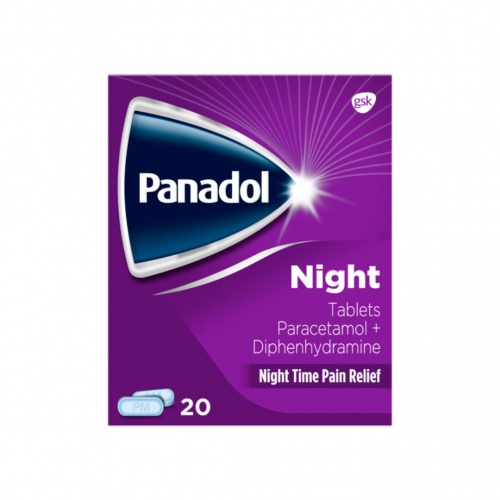 Panadol Night Tablets Paracetamol Diphenhydramine HCl 500mg/25mg 20s