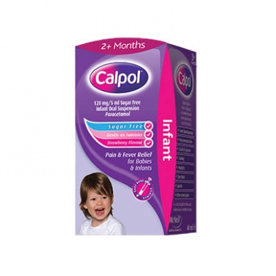 Calpol Infant 2+ Months Sugar Free Strawberry Oral Suspension 120mg/5ml