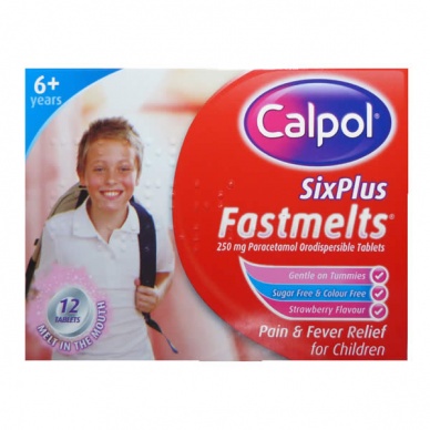 Calpol Six Plus Sugar Free Strawberry Fastmelts 12 pack