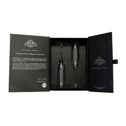 Tipperary Crystal Connoisseur Set of 2 Champagne Flutes 250ml in Gift Box