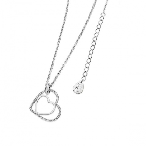 Tipperary Crystal Floating Heart Pendant Silver