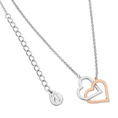 Tipperary Crystal Interlinked Two Tone Heart Pendant