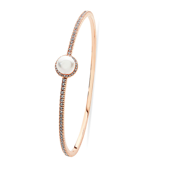 Tipperary Crystal Rose Gold Crystal and Pearl Bangle