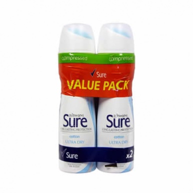 Sure Compressed Cotton Ultra Dry Anti-Perspirant 75ml Twin Pack