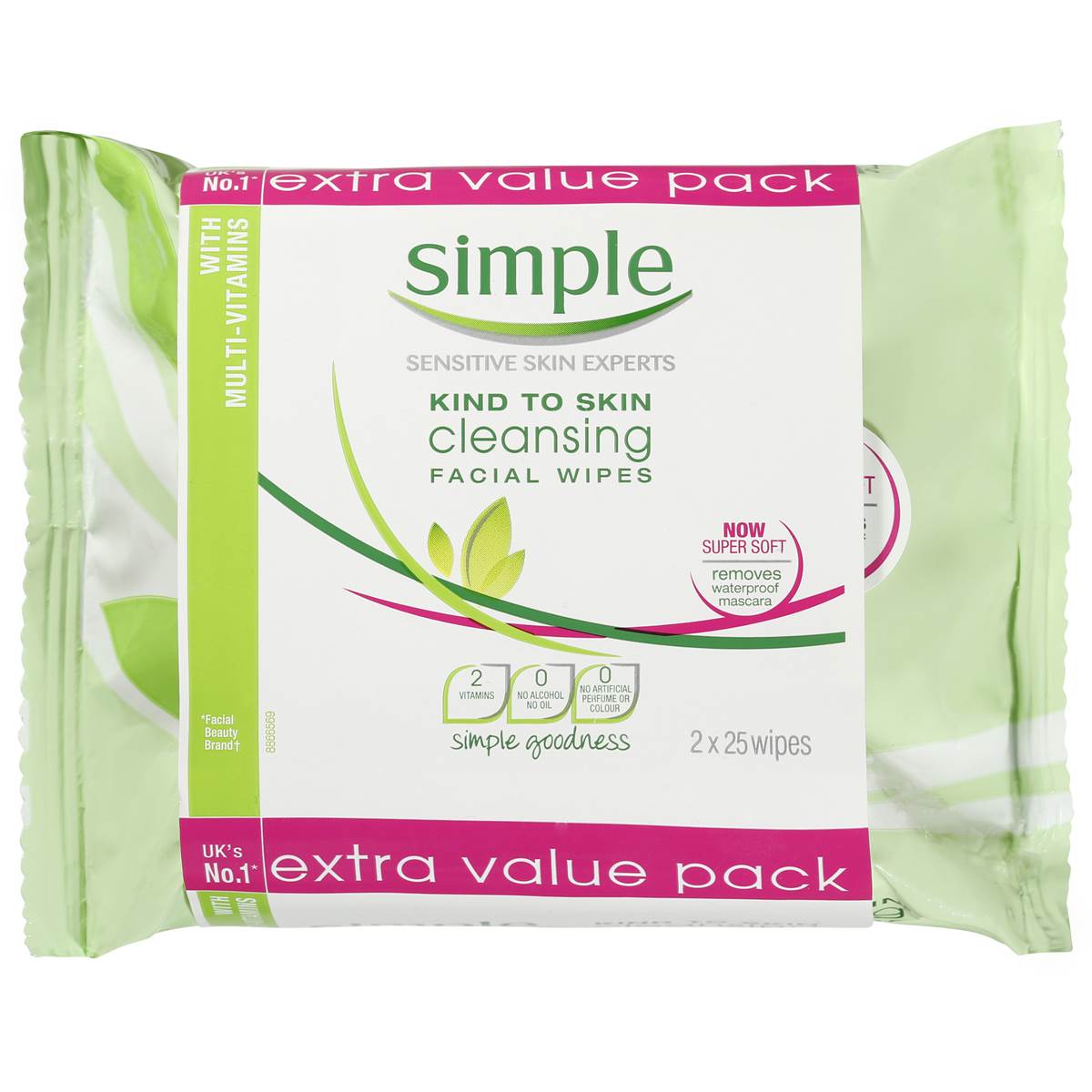 Simple Kind to Skin Cleansing Facial Wipes Twin Pack