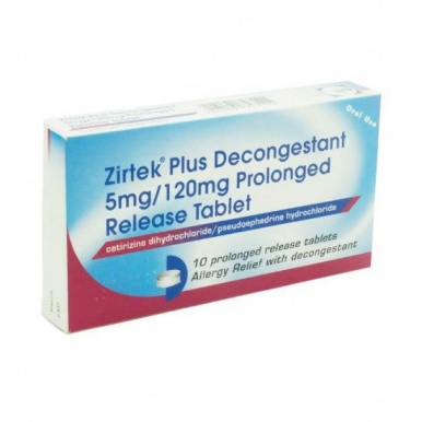 Zirtek Plus Decongestant 5mg/120mg Tablets 6s