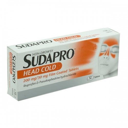 Sudapro Head Cold 200mg/30mg 12 Film Coated Tablets